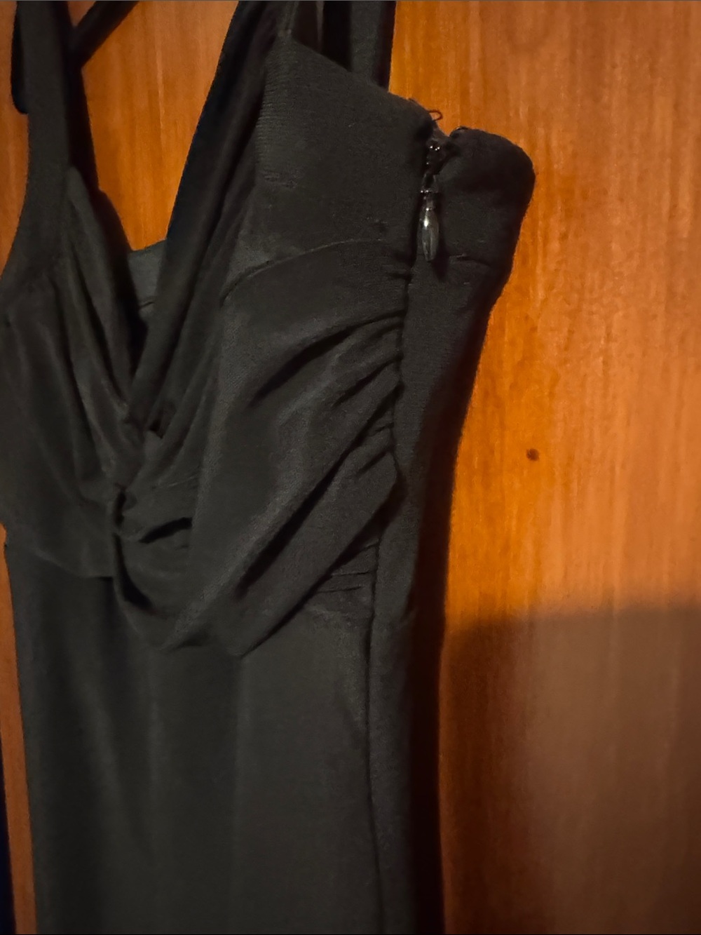 White House Black Market Black Midi Twist-Front Dress sz 10 - Picture 4 of 6